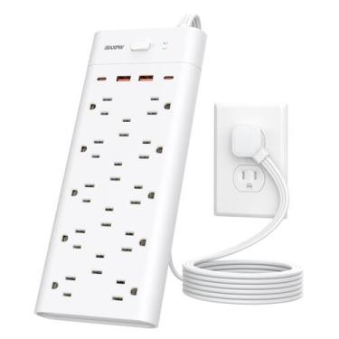 Imagem de Protetor de sobretensão Power Strip Outlet Extender 14 tomadas 4 USB -