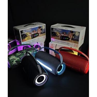 Imagem de Caixa de Som Bluetooth Portátil com Iluminação Colorida, Bateria Recarregável e Resistência à Água – Som Alto e Nítido