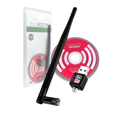 Imagem de Antena WiFi USB 1200Mbps, Adaptador Receptor Wireless para PC e Notebook, Interface USB 2.0, Suporte WEP/WPA/WPA2, com CD de Instalação, 19cm