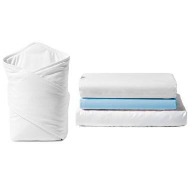 Imagem de Kit Roupa de Cama para Berço com Lençol Cueiro e Protetor Impermeável