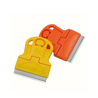 Imagem de Conjunto de mini raspador de lâmina de 2 peças – ideal para remoção de decalque, adesivo e tinta de vidros e janelas de carros, design de alça fácil com plástico durável