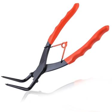 Imagem de Alicate de anel de pressão de cilindro mestre interno alicate de anel de retenção resistente de nariz longo de 90 graus com alça de PVC, removedor interno de anel de retenção de trava dobrada