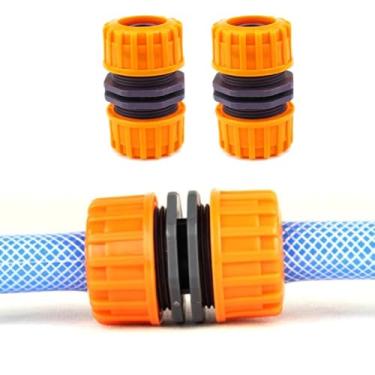 Imagem de 2 peças conector rápido 1/5.1 cm mangueira de água de plástico acessórios de mangueira de jardim conectores macho e fêmea adaptadores de extremidade (laranja, preto)
