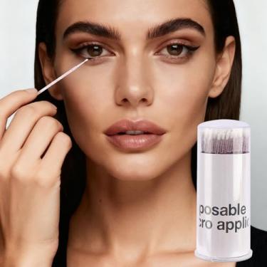 Imagem de 100 pincéis microaplicadores de cristal descartáveis para extensão de cílios microswab para varinhas de rímel para removedor de cílios ferramentas com barril (roxo)