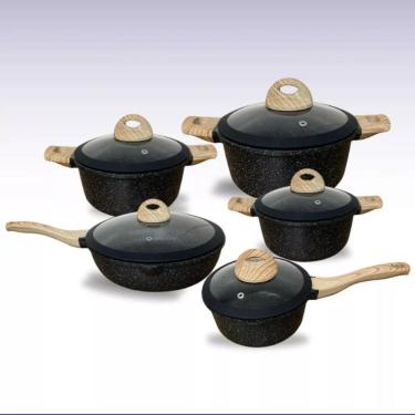 Imagem de Conjunto Panelas Alta Qualidade Cor Preta Presente Ideal Mãe