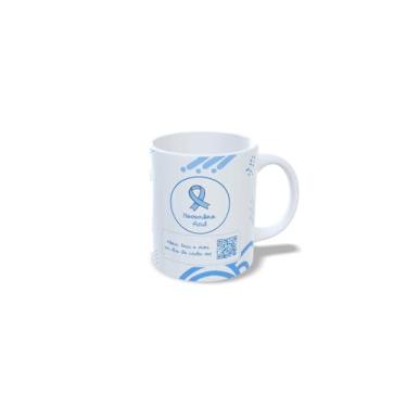 Imagem de Caneca Cerâmica Novembro Azul, Branca, 325ml, Design Conscientização Saúde Masculina, com QR Code (23116)