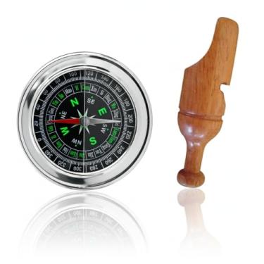 Imagem de Apito Codorna Modelo 28 + Bússola Profissional 7,5 Portátil Camping Caça Trilha