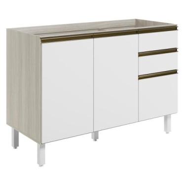 Imagem de Balcao Para Pia 2p 3g 120cm Mdf Kali 16417 Nicioli Bianco - Nicioli Mó