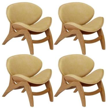 Imagem de Kit 4 Poltronas Decorativa Orgânica Sala Living Kadosh L02 material si
