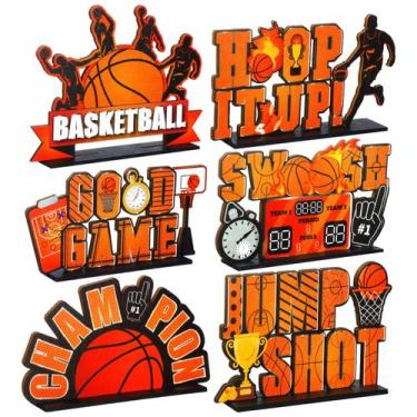Imagem de Decorações de mesa de basquete Suzile 6 peças de enfeites de madeira