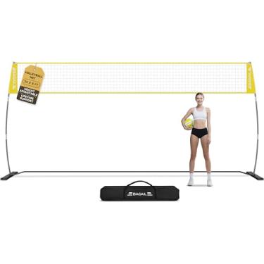Imagem de BAGAIL Rede De Vôlei Bagail, Portátil 12 Pés/20 Pés Para Quintal - Altura Ajustável, Estrutura Resistente, Design Independente, Conjunto Áreas Externas/Internas Com Bolsa Transporte, Amarela