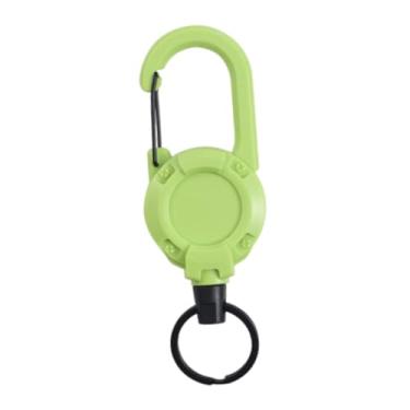 Imagem de oshhni Chaveiro retrátil com cordão para homens e mulheres, porta-crachá com mosquetão, ideal para trilhas e acampamentos, Verde