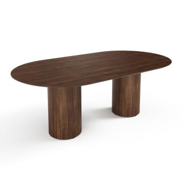 Imagem de Mesa De Jantar West 180cm X 100cm 6 Lugares Lâmina Natural De Madeira Castanho