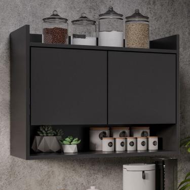 Imagem de Armário Aéreo Cozinha Multiuso Cecília 70cm 02 Portas - Ssx Multicoisas Preto