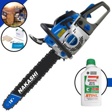 Imagem de Motosserra Nakashi Ncs 500 49,3cc Com Sabre De 18 Com Carburador Walbro 5560020 + Óleo Stihl 8017