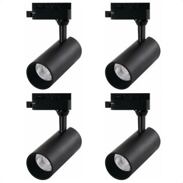 Imagem de Kit 4 Spot Led Mr16 Para Trilho Eletrificado Preto 110/220v 6500k Frio