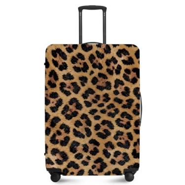 Imagem de ANNA QUEEN Capa protetora de mala de viagem antiarranhões, capa de bolsa extensível, lavável e durável de poliéster, Estampa de leopardo, L(fits 28-30Inch suitcase)