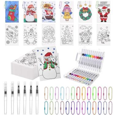 Imagem de Gueevin Kit de pintura de textura de espuma mágica, 36 peças, papéis de textura de espuma 3D, tinta inchada, 24 cores, marcadores de tinta acrílica, pincel de água, correntes de contas, desenho 3D