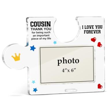 Imagem de Porta-retratos de presentes de primo, presentes de melhor primo para homens, meninos, aniversário, Natal, Dia dos Namorados, casamento, quebra-cabeça, acrílico, para exibição de mesa, molduras para
