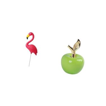 Imagem de Fenteer Escultura de Jardim de Fadas de Flamingo E Estatueta de Cerâmica, Ornamento de Arte de Quintal para Decoração de Casa de Primavera, Sala de Estudo, Ca