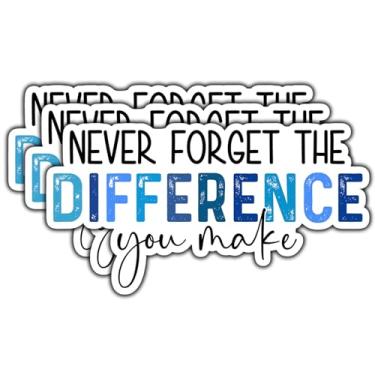 Imagem de (3 peças) Adesivo Never Forget The Difference You Make com citação motivacional adesivos de vinil à prova d'água para livros, laptops, telefone, garrafas de água, copo Kindle de 7,6 cm