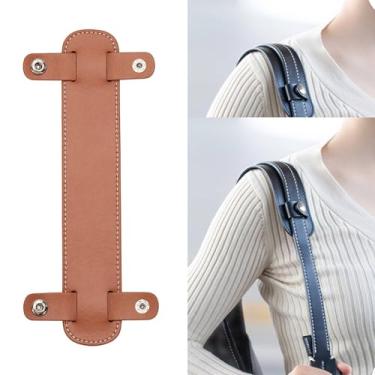 Imagem de FANJI Project Almofadas de alça de ombro de couro para bolsa hopo, confortável, protetor de alça para bolsa, bolsa removível, capa de alívio de pressão para bolsa (marrom)