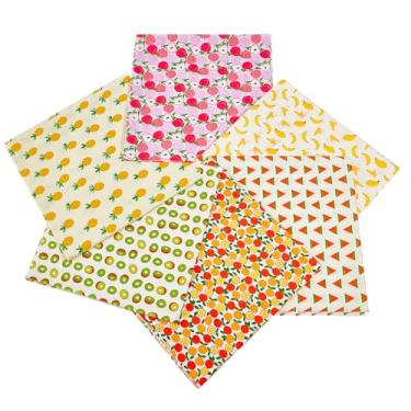 Imagem de letsinstyle 6 pacotes de tecido acolchoado de algodão de 50,8 cm x 50,8 cm, folhas de quadrados gordos pré-cortados, tecido de patchwork de frutas, suprimentos para fazer bricolage para almofadas de
