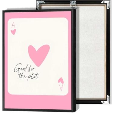 Imagem de Arte de parede em tela de ás de copas, arte minimalista, cartazes, estampas estéticas, modernas, decoração de parede com tema de cartão rosa fofo para sala de estar, quarto, dormitório, decoração 30,5