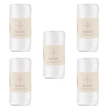Imagem de 5 novelos de Sensy Premium 2 mm 251 jardas corda de poliéster 100% fio de polipropileno cordão de macramê 2 mm cordão de crochê corda de macramê fio de crochê presente para tricô (branco)