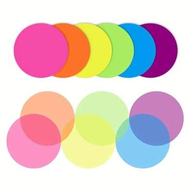 Imagem de 6 pacotes de 120 notas adesivas transparentes, abas adesivas redondas transparentes à prova d'água, marcadores de página semitransparentes, bandeiras de marcador de página