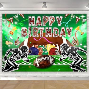 Imagem de Banner de fundo de futebol feliz aniversário jogo de futebol americano decorações de festa de aniversário decorações de celebração suprimentos