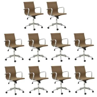 Imagem de Conjunto 10 Cadeiras de Escritório Presidente Giratória Sevilha Baixa  Cinza