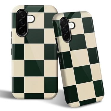 Imagem de SROJDHFJB Capa de telefone para Samsung Galaxy A36 5G, capa protetora de 2 camadas com design retrô quadriculado, parte traseira rígida + amortecedor de TPU macio capa fina para homens e mulheres