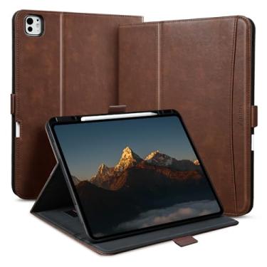 Imagem de Zinibri Capa feita à mão para iPad Pro de 11 polegadas M5 2025/M4 2024 com suporte para lápis, alça de mão e bolso, hibernar/despertar automático, fecho magnético, capa com suporte em vários ângulos