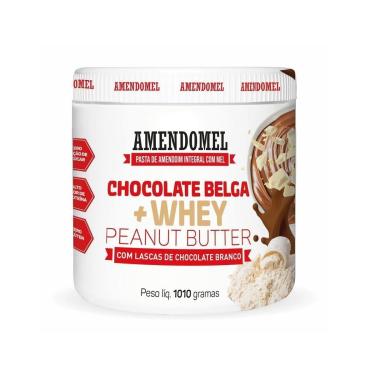 Imagem de Pasta De Amendoim Chocolate Belga + Whey Com Lascas De Chocolate Branco 1,010kg Amendomel-Unissex