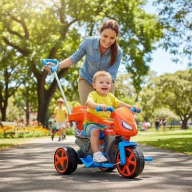 Imagem de Triciclo Motoquinha de Passeio ou Pedal Carrinho Andador Infantil com 