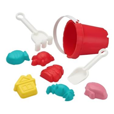 Imagem de Kit Brinquedos 9 Peças Conjunto Baldinho De Praia + Pá E Formas (Vermelho)