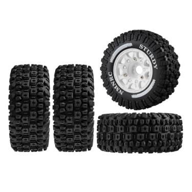 Imagem de NMNRC Pre-Glued Plastic RC Wheels and Tires 12MM 14MM 17MM Hex Compatible with Arrma Axial RC4WD Redcat Slash 2WD 4X4 Senton Short Course Truck Upgrades Part White