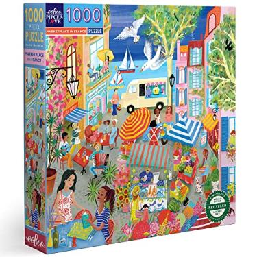 Imagem de eeBoo: Piece and Love Marketplace in France 1000 Piece Square Adult Piece Puzzle, 23" x 23" When Completed, Sturdy Puzzle Pieces, For Ages 14 and up