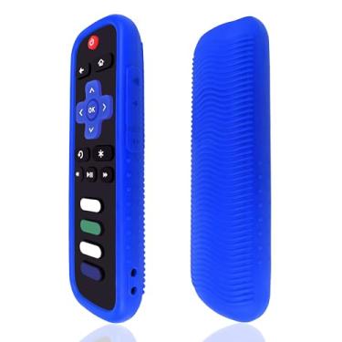 Imagem de Capa protetora universal de silicone para controle remoto Roku Voice – à prova de choque, poeira e lavável – serve na maioria dos modelos de controle Roku da TCL Smart TV (azul)