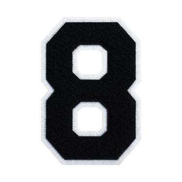 Imagem de Adesivos de número de chenille preto de 15 cm, adesivos personalizados para jaquetas, bolsas, chapéus, sapatos e muito mais, adesivos DIY personalizados para esportes, moda e decoração (vermelho 8)