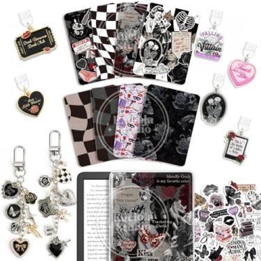 Imagem de KACIOLA STUDIO Conjunto de cartolina com 8 peças para E-Reader, 6 pingentes tipo C e 2 correntes com 50 adesivos para capa transparente, 17,5 cm x 12,2 cm para papel branco 11/12, presentes para