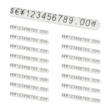 Imagem de PATIKIL Conjunto de 15 cubos de exibição de preços, suporte de etiqueta de preço ajustável, número removível, kit de bloco de dólar para sinalização de exibição de lojas de varejo de joias