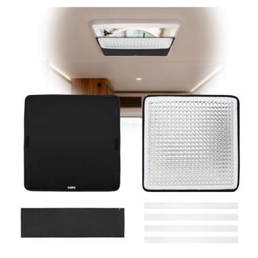 Imagem de EJDRFN Isolador de ventilação de trailer para ventilador MaxxAir, capa de ventilação de teto RV para MaxxAir Maxxfan, película de alumínio refletiva atualizada para aberturas de claraboia para
