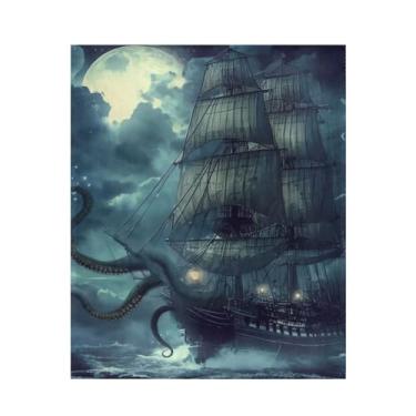 Imagem de Blueangle Cobertor de navio pirata super macio e quente, 127 x 152 cm, leve para todas as estações, cobertor aconchegante para cama, sofá, sofá, fácil de cuidar (435)