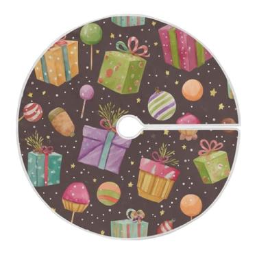 Imagem de Blueangle Saia de árvore de Natal em aquarela de 120 cm - poliéster macio e resistente a rugas, decoração de férias para festas de Natal, árvore festiva e decoração de casa (788)