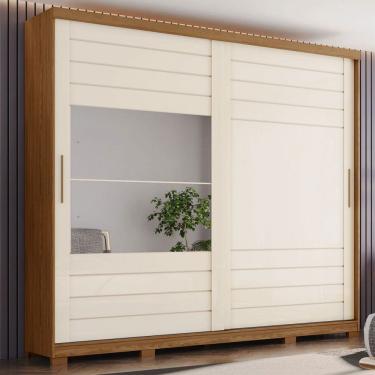 Imagem de Guarda-Roupa Casal Cayman 2 Portas 6 Gavetas 100% Mdf Natural/ Off White - Henn