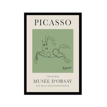 Imagem de Impressão em tela verde sálvia Pablo Picasso animais esboço arte de parede gato cão pássaro cavalo impressão linha abstrata desenho pôsteres para quarto casa escritório decoração (SKU15,20.3x30.5 cm =
