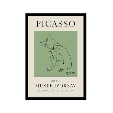 Imagem de Impressão em tela verde sálvia Pablo Picasso animais esboço arte de parede gato cão pássaro cavalo impressão linha abstrata desenho pôsteres para quarto casa escritório decoração (SKU13,30.5x45.7 cm =