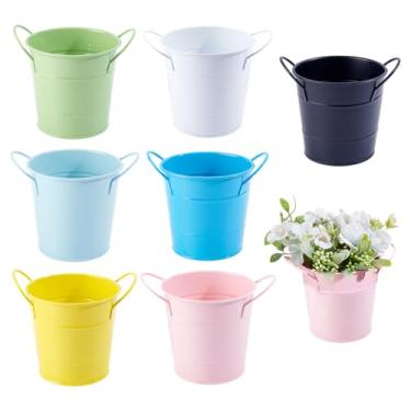 Imagem de PH PandaHall Baldes de metal pequenos de 7 cores com alça balde de armazenamento colorido balde redondo de metal organizador de mesa cesta para lembrancinhas de festa, sala de aula, mesa de centro de